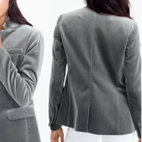 J. Crew Willa Velvet Stretch Blazer Gray 2 - Picture 1 of 7